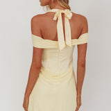 Matias Off-Shoulder Sleeve Halter Mini Dress Butter