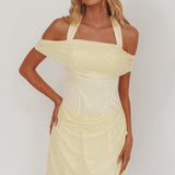 Matias Off-Shoulder Sleeve Halter Mini Dress Butter