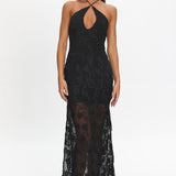One Night Low Back Maxi Dress Embellished Black