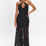 One Night Low Back Maxi Dress Embellished Black