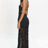 One Night Low Back Maxi Dress Embellished Black