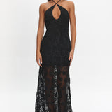 One Night Low Back Maxi Dress Embellished Black