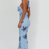 One Night Cowl Halterneck Maxi Dress Lily Blue