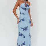 One Night Cowl Halterneck Maxi Dress Lily Blue