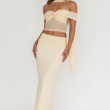 All The Lights Ruched Midi Skirt Cream