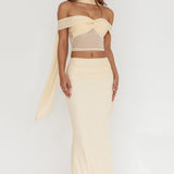 All The Lights Ruched Midi Skirt Cream