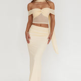 All The Lights Ruched Midi Skirt Cream