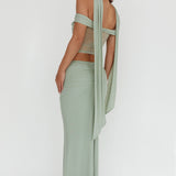 All The Lights Ruched Midi Skirt Sage