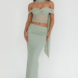 All The Lights Ruched Midi Skirt Sage