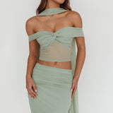 All The Lights Off-Shoulder Crop Top Sage