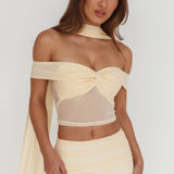 All The Lights Off-Shoulder Crop Top Cream