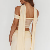 All The Lights Off-Shoulder Crop Top Cream
