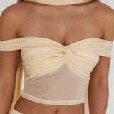 All The Lights Off-Shoulder Crop Top Cream
