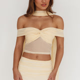 All The Lights Off-Shoulder Crop Top Cream