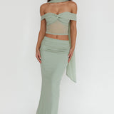 All The Lights Off-Shoulder Crop Top Sage