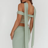 All The Lights Off-Shoulder Crop Top Sage