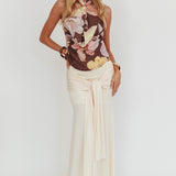 Wisteria Cowl Halterneck Top Floral Brown