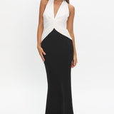 Lala Gathered Waist Maxi Dress White/Black