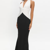 Lala Gathered Waist Maxi Dress White/Black
