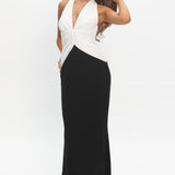 Lala Gathered Waist Maxi Dress White/Black