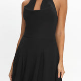 Charlene Cowl Halterneck Mini Dress Black