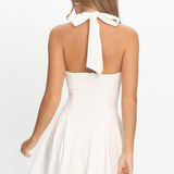 Charlene Cowl Halterneck Mini Dress White