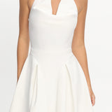 Charlene Cowl Halterneck Mini Dress White