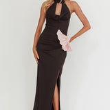 Charlene Cowl Halterneck Maxi Dress Black