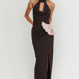Charlene Cowl Halterneck Maxi Dress Black