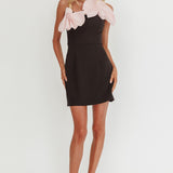 Viktoria Strapless Concertina Decoration Mini Dress Black