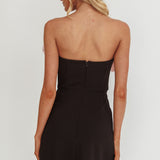 Viktoria Strapless Concertina Decoration Mini Dress Black