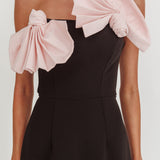 Viktoria Strapless Concertina Decoration Mini Dress Black