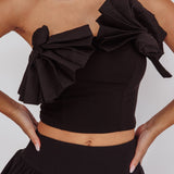 Deisi Concertina Strapless Crop Top Black