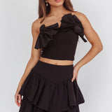 Deisi Concertina Layered Ruffle Mini Skirt Black