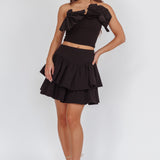 Deisi Concertina Layered Ruffle Mini Skirt Black