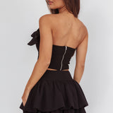 Deisi Concertina Layered Ruffle Mini Skirt Black