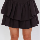 Deisi Concertina Layered Ruffle Mini Skirt Black