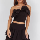 Deisi Concertina Layered Ruffle Mini Skirt Black