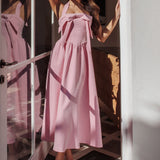 Ariarna Bow Halter Maxi Dress Pink Sorbet