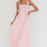 Ariarna Bow Halter Maxi Dress Pink Sorbet