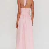 Ariarna Bow Halter Maxi Dress Pink Sorbet