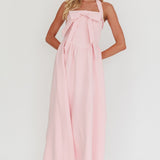 Ariarna Bow Halter Maxi Dress Pink Sorbet