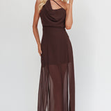 My Paradise Neck Scarf Maxi Dress Chocolate