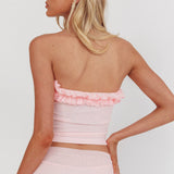 Frosted Sugar Frill Strapless Top Pink