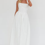 Irisa Elasticated Halter Maxi Dress White