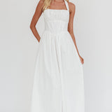 Irisa Elasticated Halter Maxi Dress White