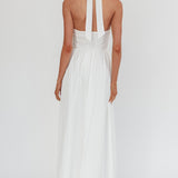Irisa Elasticated Halter Maxi Dress White