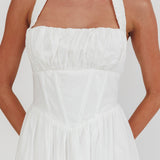 Irisa Elasticated Halter Maxi Dress White