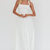 Irisa Elasticated Halter Maxi Dress White
