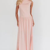 Dorothea High Cowl Open Back Maxi Dress Dusty Pink